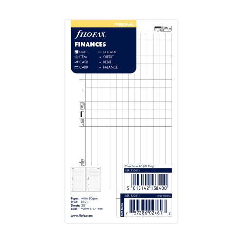 Filofax Organiser Refill Personal Finances - Smartfox