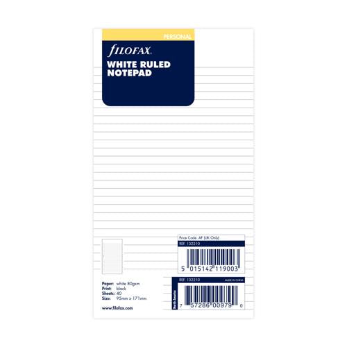 Filofax Organiser Refill Personal Notepad Ruled White - Smartfox
