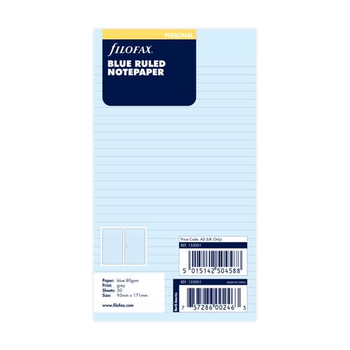 Filofax Organiser Refill Personal Notepaper Ruled Blue - Smartfox