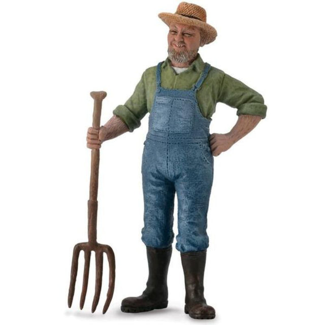 Detailed hand-painted CollectA Farmer figure, 4.3 x 8.8 cm, made from durable, non-toxic PVC for imaginative play.