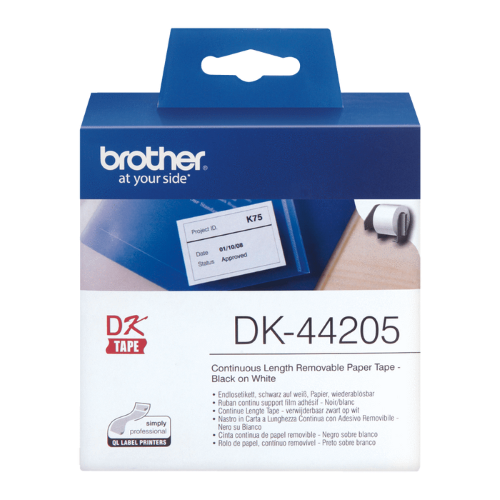Brother DK 44205 Continuous Label 62mm x 30.48mt Black on White