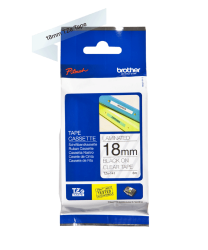 Brother TZe141 18mm TZ Tape Black on Clear