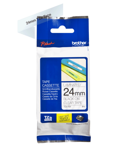 Brother TZe151 24mm TZ Tape Black on Clear