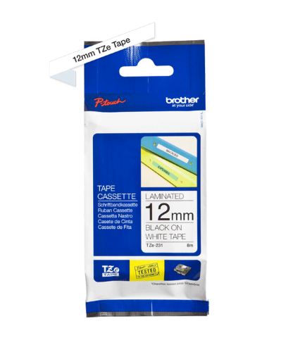 Brother TZe231 12mm TZ Tape Black on White
