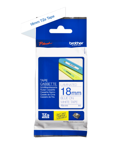 Brother TZe243 18mm TZ Tape Blue on White