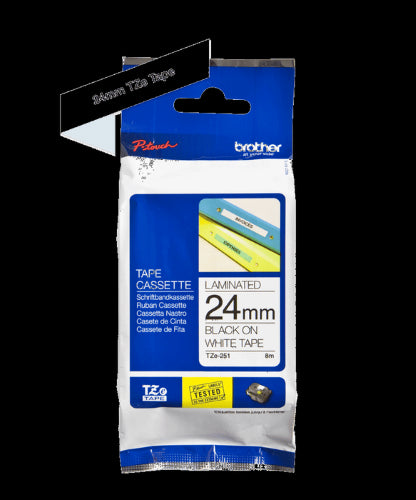 Brother TZe251 24mm TZ Tape Black on White