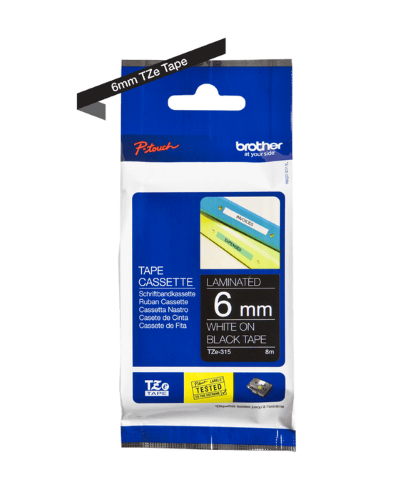 Brother TZe315 6mm TZ Tape White on Black