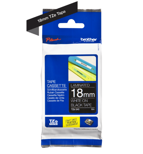 Brother TZe345 18mm TZ Tape White on Black