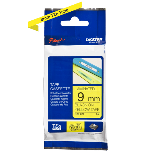 Brother TZe621 9mm TZ Tape Black on Yellow