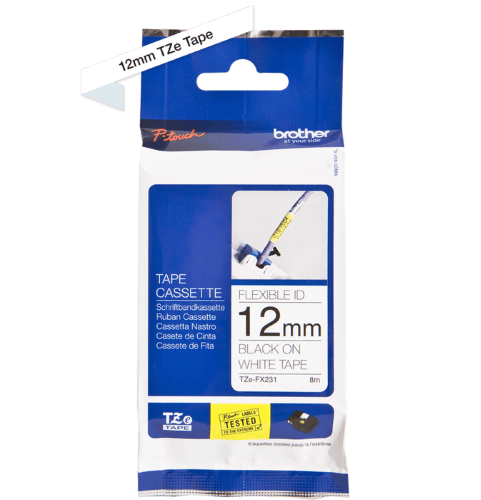 Brother TZeFX231 12mm Flexible Tape Black on White