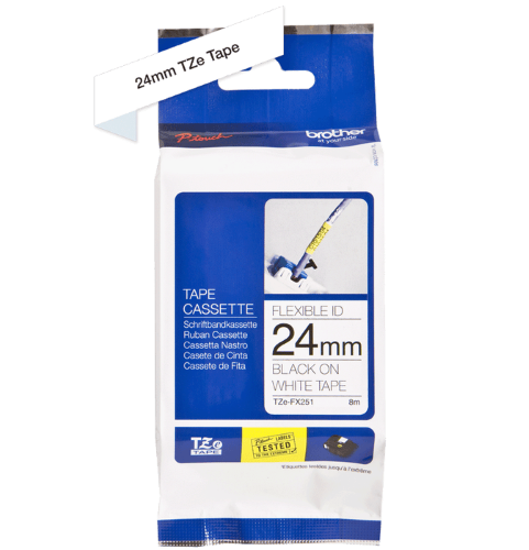 Brother TZeFX251 24mm Flexible Tape Black on White