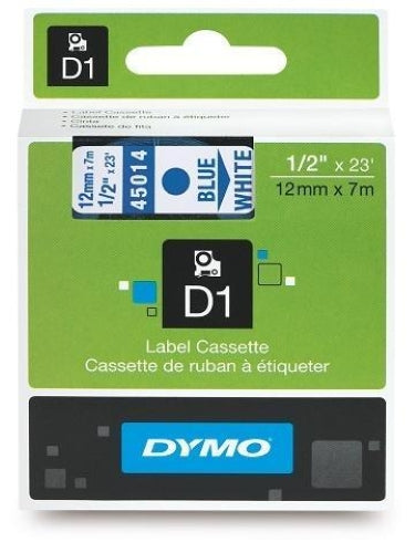 Dymo D1 Tape 12mm Blue on White (45014)