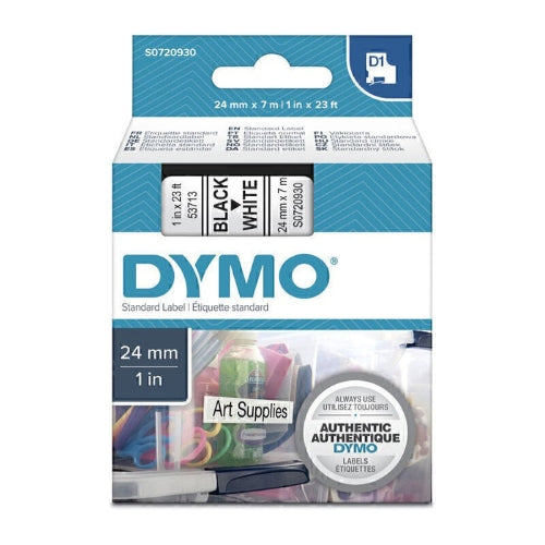 Dymo Black on White 24mm x 7m Label Tape