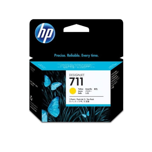 HP 711 Yellow Genuine Ink, 29ml, 3's Pack (CZ136A)
