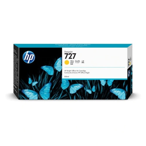 HP 727 Yellow Genuine Ink Cartridge, 300ml (F9J78A)