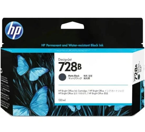 HP 728 / 728B Matte Black Genuine Ink Cartridge, 130ml (3WX26A)
