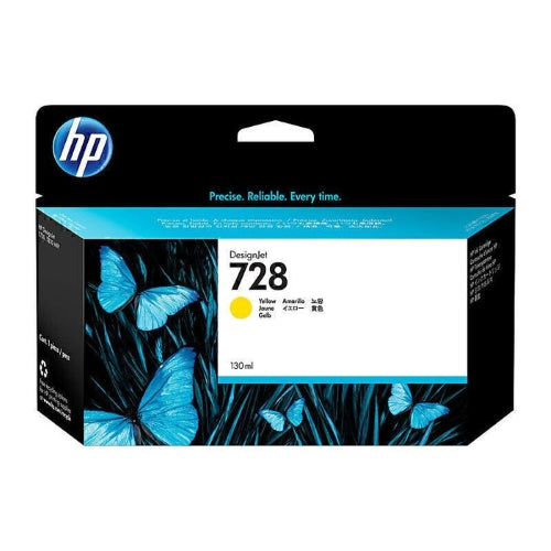 HP 728 Yellow Genuine Ink Cartridge, 130ml (F9J65A)