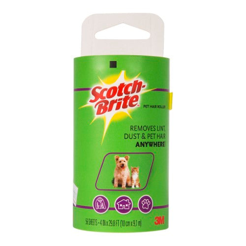 3M Pet Lint Roller Refill with 56 adhesive sheets for effective pet hair and lint removal from various surfaces.