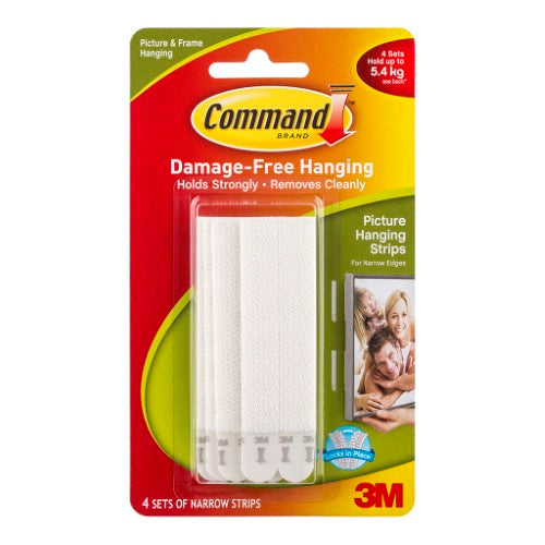 3M Command Strips 17207 in white for damage-free picture hanging, supports frames up to 5.4kg, ideal for renters.