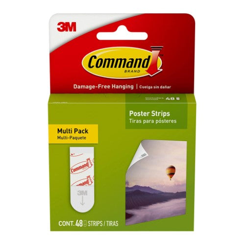 Small white 3M Command Strips pack of 48 for hanging posters and decor without damage or residue.