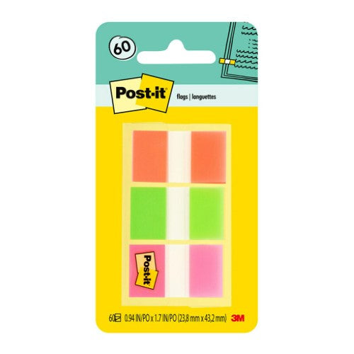 Vibrant 3M Post-it Flags in assorted colors, perfect for marking and organizing important information, pack of 60.