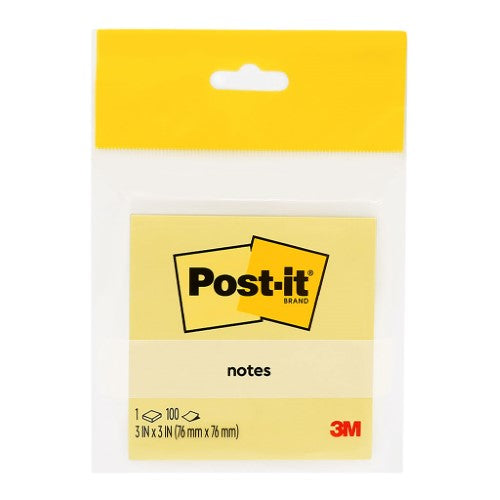 3M Post-it Notes in vibrant Canary Yellow, 76x76mm, 100 sheets for quick reminders and organization.