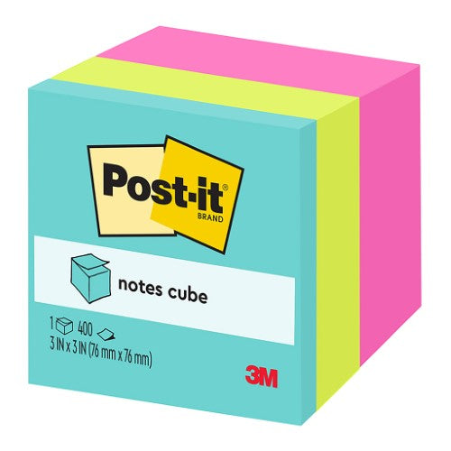 3M Post-it Notes Memo Cube Pink Wave 2027-RCR 76mm x 76mm 400 sheets
