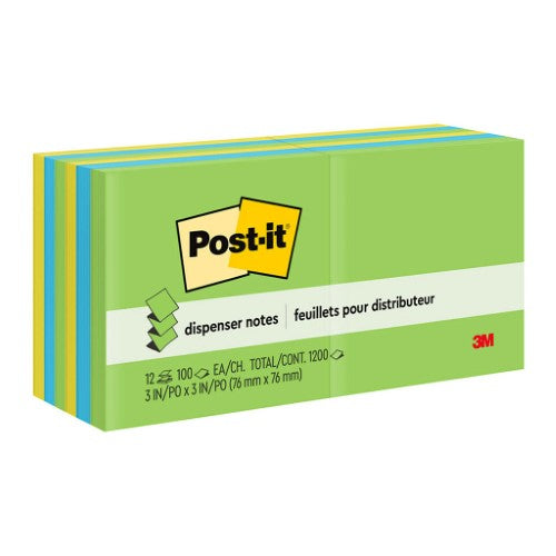 Vibrant 3M Post-it Pop Up Note Refill R330-AU pads, 76x76mm, 12-pack from Jaipur collection with 100 sheets each.