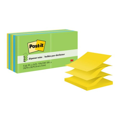 Vibrant 3M Post-it Pop Up Note Refill R330-AU in Jaipur colors, 76x76mm, 12 pads, 100 sheets each for easy note-taking.