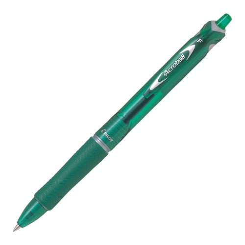 Set of 12 Pilot Acroball Fine Light Green pens with 0.7mm tip, ergonomic grip, retractable design, and durable nib.