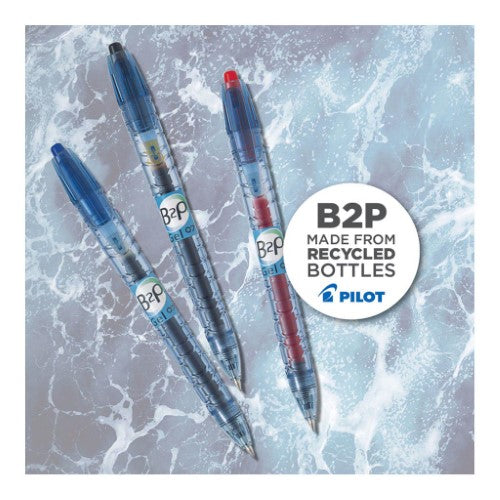 Eco-friendly Pilot Bottle 2 pens in blue, 0.7mm tip, made from 89% recycled materials, set of 10 for smooth writing.
