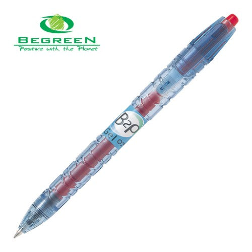 Set of 10 Pilot Bottle 2 Pens in red, featuring a smooth 0.7mm tip, made from 89% recycled plastic for eco-friendly writing.