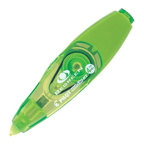 Eco-friendly Pilot BeGreen WhiteLine RT correction tape, 4mm x 6m, with retractable design for neat, mess-free corrections.