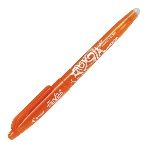 Set of 12 orange Pilot Frixion Ball pens with 0.7mm tip, featuring erasable thermo-sensitive gel ink for easy rewriting.