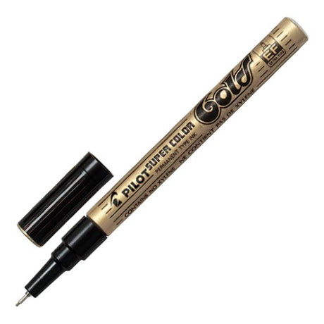 Pilot Marker Paint Extra Fine Gold with a 0.5mm tip, perfect for intricate detailing on various surfaces.