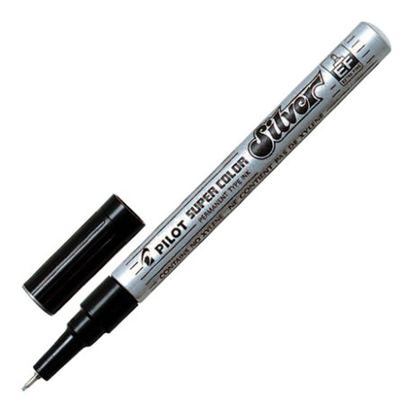 Pilot Marker Paint Extra Fine Silver with 0.5mm tip, perfect for detailed designs on various surfaces.