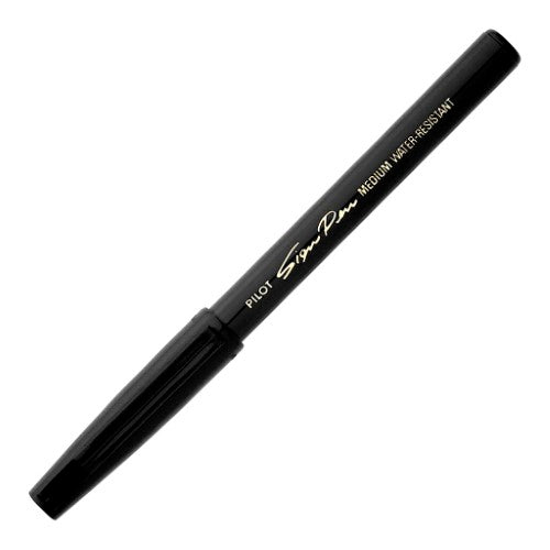 Set of 12 Pilot Sign Pens, 0.6mm black, featuring smooth fibre tips for precise writing and water-resistant ink.