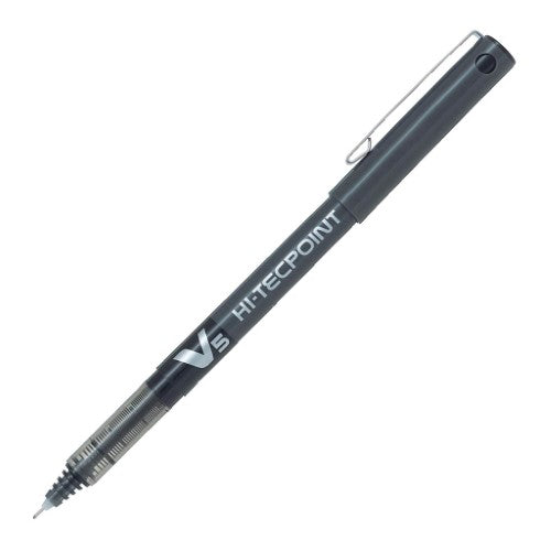 Set of 12 Pilot Hi-Tec V5 Extra Fine Black pens featuring 0.5mm tips for precise 0.3mm lines, ideal for detailed writing.
