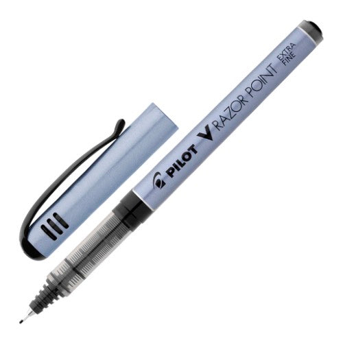 Set of 12 Pilot V-Razor Black pens with 0.4mm tips for precise, vibrant writing and sketching.