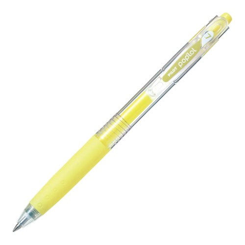 Set of 12 Pilot Pop'Lol gel pens in pastel yellow, featuring a fine 0.7mm tip for precise coloring and vibrant artwork.