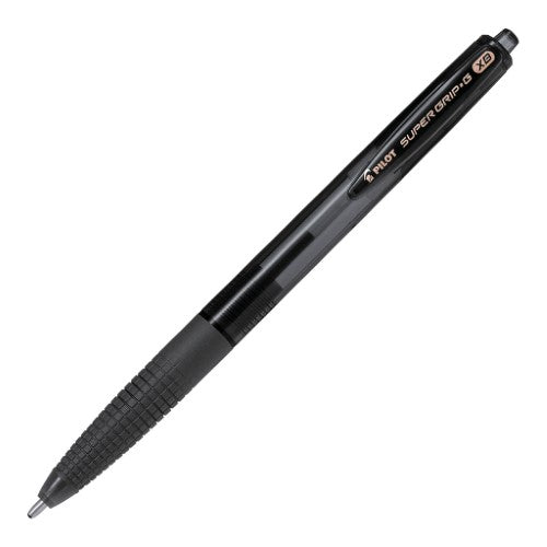 Set of 12 Pilot Super Grip G 1.6mm black ballpoint pens with rubberised grip for comfortable, bold writing.
