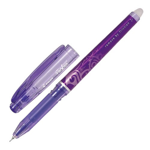 Set of 12 Pilot Frixion 0.4mm violet pens, featuring erasable thermo-sensitive gel ink for precision writing and clean edits.
