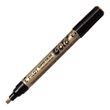 Pilot Marker Paint Broad Chisel Gold with 4.5mm tip, ideal for vibrant and permanent designs on various surfaces.