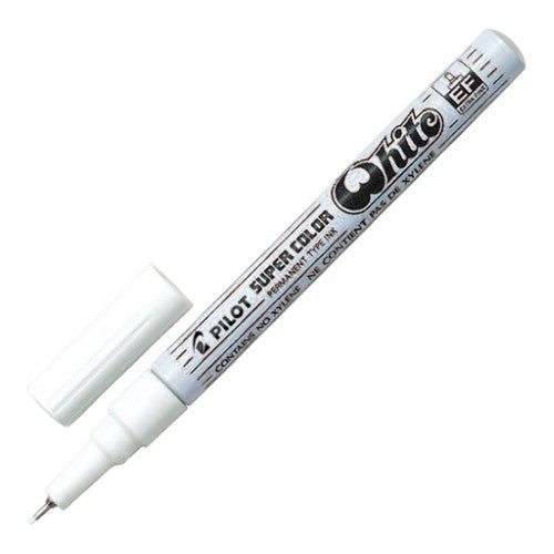 Pilot Marker Paint Extra Fine White with 0.5mm tip, perfect for detailed artwork on various surfaces.