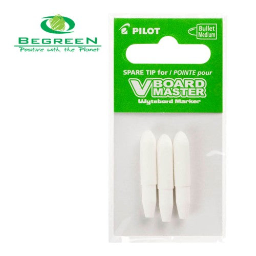 Pilot Marker V Board Bullet Tips in a 3-pack, featuring refillable tips for versatile writing on whiteboards.