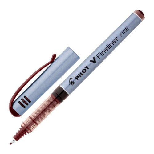 Set of 12 Pilot V-Fineliner Brown pens with 0.5mm tips, perfect for detailed art and writing with smooth liquid ink.