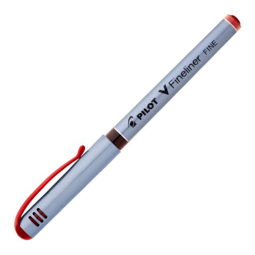 Set of 12 Pilot V-Fineliner Red pens, featuring 0.5mm tips for precise, vibrant lines in drawing and writing.