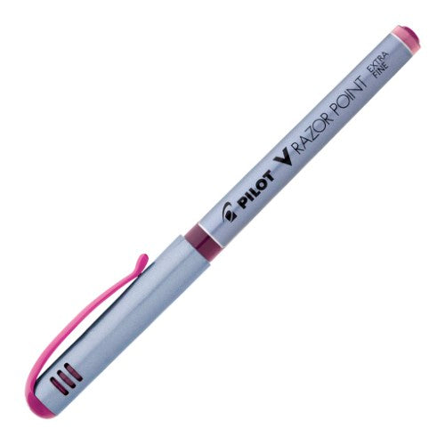 Set of 12 Pilot V-Razor Pink 0.4mm fineliner pens featuring vibrant colors and durable tips for precise writing and artistry.