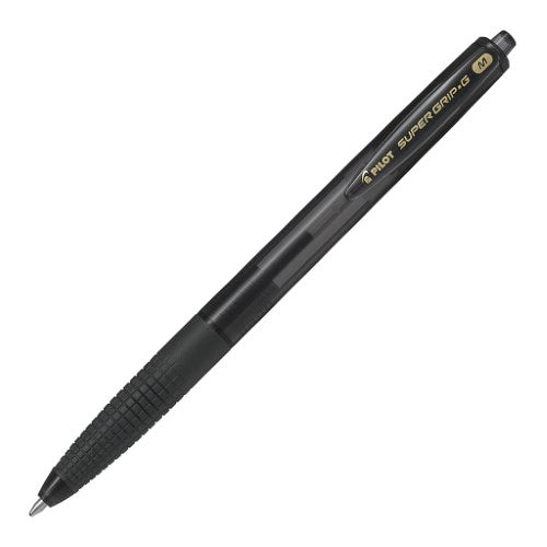 Set of 12 Pilot Super Grip G retractable pens with ergonomic grip and smooth 1.0mm ink flow for comfortable writing.