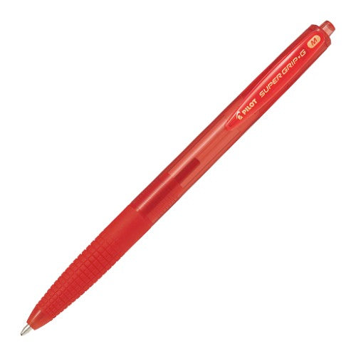 Set of 12 Pilot Super Grip G retractable pens in vibrant red, featuring ergonomic grip and smooth 1.0mm tip for comfortable writing.
